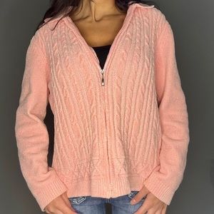 Alfred Dunner Pink Zip Up Cardigan Sweater